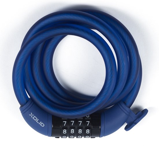 Xolid Fietsslot met cijferslot - 120 cm - donkerblauw - kabelslot - voor fiets / scooter - scooter slot van Xolid Fietsslot Met