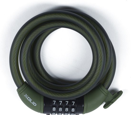 Xolid Fietsslot met cijferslot - 120 cm - donkergroen - kabelslot - voor fiets / scooter - scooter slot van XO