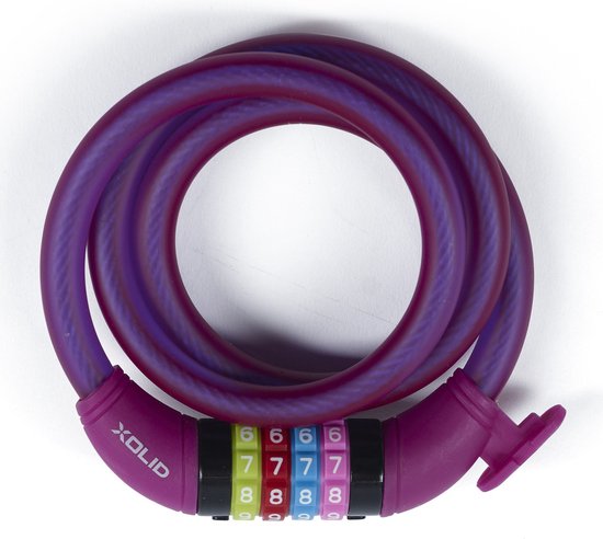 Xolid Fietsslot met cijferslot - 120 cm - paars - kabelslot - voor fiets / scooter - scooter slot van XO
