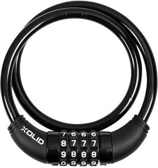 Xolid Fietsslot met cijferslot - 65 cm - zwart - kabelslot fiets - 4-cijfers combinatieslot van Xolid Fietsslot Met
