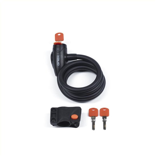 Xolid Kabelslot - Compact Fietsslot uit Stevige Staalkabel met 2x Sleutel en Frame Houder - Gebruik Slot met Fiets - Alternatief voor Ketting Ringslot Cijferslot Vouwslot Beugelslot - (Extra) Lang 180CM Dikte 12MM - Zwart Oranje van XO