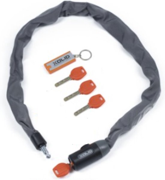 Xolid Kettingslot met 3x Sleutel incl. 1x LED - Solid Pantserslot uit Gehard Staal - Gebruik Slot Lock Motor Scooter Fiets Motorslot Scooterslot - Alternatief voor Ketting Ringslot Cijferslot Kabelslot Beugelslot - Lengte 100CM Dikte 8MM - Zwart van Merkloos