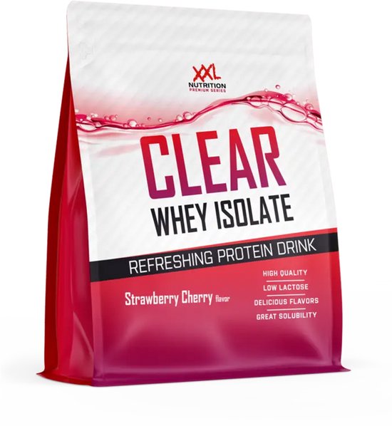 XXL Nutrition - Clear Whey Isolate - 84% Eiwit - Proteine Limonade, Eiwitshakes - Aardbei/Kers - 500 gram (20 shakes)
