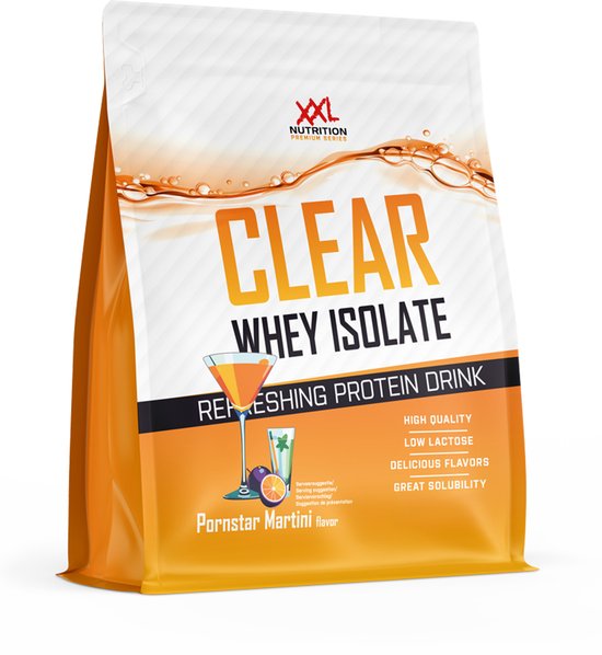 XXL Nutrition - Clear Whey Isolate - 84% Eiwit - Proteine Limonade, Eiwitshakes - Pornstar Martini - 500 gram (20 shakes)