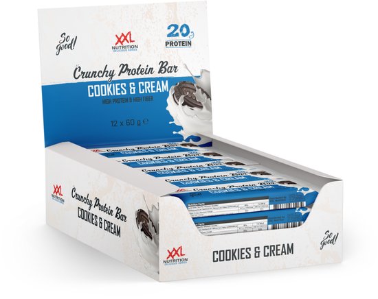 XXL Nutrition - Crunchy Protein Bar - Cookies & Cream - Eiwitreep - 12 Pack van XXL Nutrition
