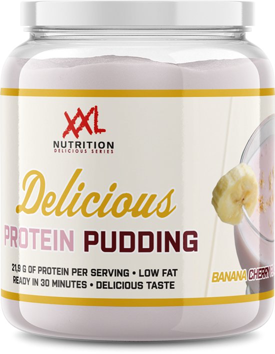 XXL Nutrition - Delicious Protein Pudding - 22 Gram Eiwit - Eiwitrijke Snack & Dessert - Diverse Smaken - Banaan Kers - 440 Gram (11 doseringen)