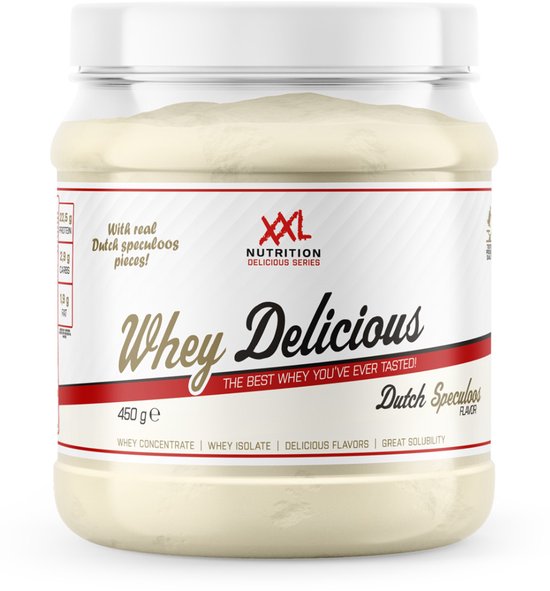 XXL Nutrition - Whey Delicious - 80% Eiwit - Speculaas - Wei Eiwitpoeder met BCAA & Glutamine, Proteine Poeder, Eiwit shake, Whey Protein - Diverse Smaken - 450 gram (15 shakes)