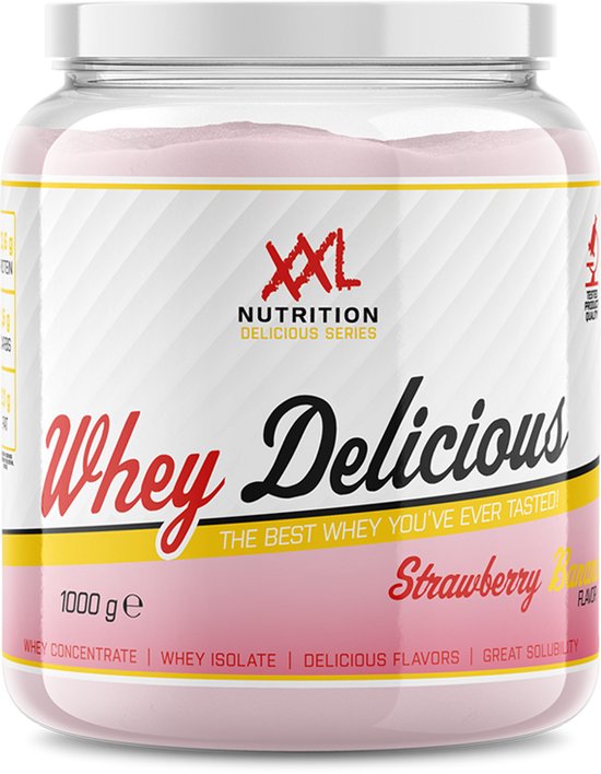 XXL Nutrition - Whey Delicious - Aardbei Banaan - Eiwitpoeder - 1000 g