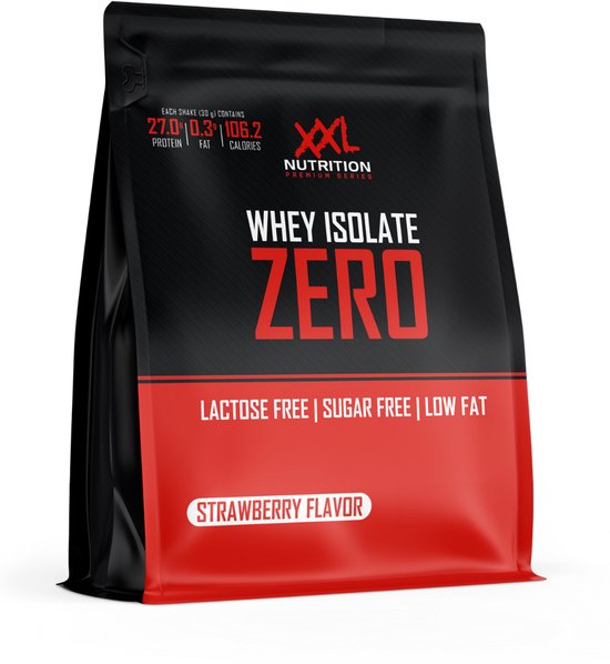 XXL Nutrition - Whey Isolate Zero - 90% Eiwit - Vet- Suiker- & Lactosevrije Eiwitpoeder, Proteine Poeder, Whey Protein - Diverse Smaken - Aardbei - 450 gram (15 shakes)