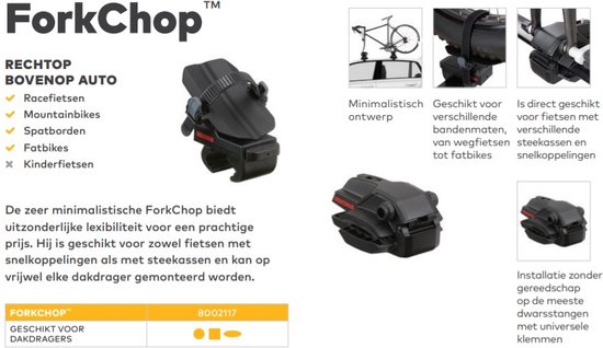 Yakima ForkChop Dak Voorvork Fietsendrager Fietsdrager 2 electrische fietsen Auto Fietsendragers Accessoires van Yakima