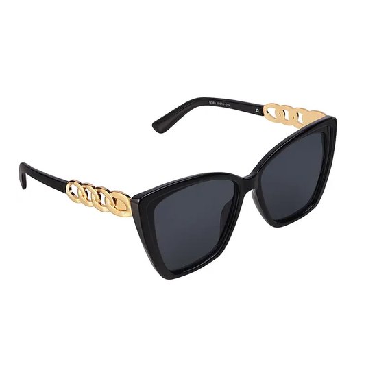 Yehwang - Zonnebril - Zwart - Goudkleurig ketting detail van Ye