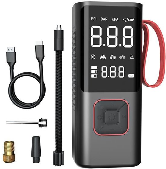 Ynkkvre-Draadloze Draagbare Luchtcompressor - Auto & Fiets Bandenpomp met LED Display, Automatische Stop, 3 Modi LED Licht & Oplaadbare Batterij