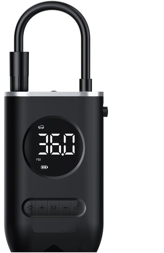 Ynkkvre - Elektrische Luchtpomp 150 PSI - 4x Sneller - Met Digitaal Banden Spanningsmeter - LED Lamp - 4 Modi Accu Compressor voor Fiets Auto Motor en Ballen