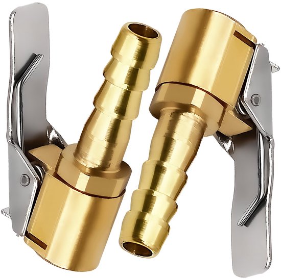 Ynkkvre - Inflator Adapter - 2 Stuks - Bandenventiel Adapter - Met Clip - Messing - 8 mm - Voor Auto Bandventielen