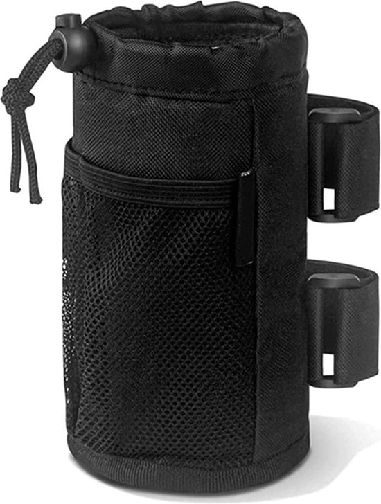 YONO Bidonhouder met Klittenband - Universeel geschikt voor Fiets / Racefiets / Mountainbike / Kinderwagen / Buggy - Flessen / Beker Houder Verstelbaar - Zwart van YONO