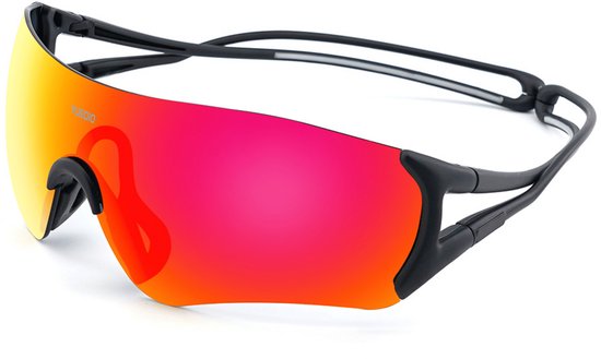 YUEDIO Sportbril - Running glases polarized - Zwart/Rood - Zonnebril voor sport zoals hardlopen, wielrennen, wandelen