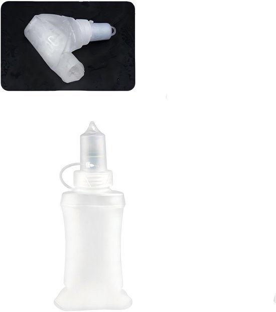 Zachte fles - 100ML - 22,5*7,5*3cm - waterzak - draagbare waterzak - TPU waterzak voor sport, outdoor en fietsen - opvouwbare fles - zachte fles - herbruikbaar - geschikt voor loopvesten, waterzakrugzakken, marathon, wandelen, fietsen