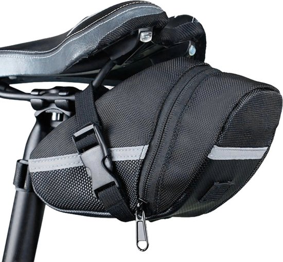 Zadeltas - Fiets - Nylon Tas - Waterdichte Zadel Tas - Kofferbak - Tas - Achter Pack Tas - Mtb - Accessoires - Outdoor - Zwart van Merkloos