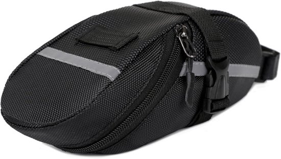 Zadeltas - Fiets Zadeltas - 21*9*9.5 cm - Universeel - waterdichte tas - buitenaccessoires - fietsuitrusting - Zadeltas met rits - Geschikt voor telefoon, portemonnee, sleutels, gereedschap, accessoires - zwart van Merkloos
