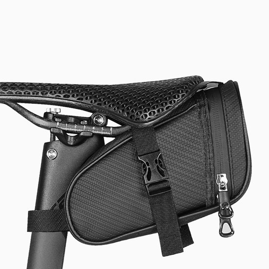 Zadeltas racefiets - 19.5x9x10.5 cm - Fiets Tas - Waterdicht - Racefiets - Mountainbike - Fietsaccessoires - Zadeltas Mountainbike - Fietstassen - met Reflecterende Strepen - Zadeltas voor E-bike, Racefiets, Trekkingfiets - Zwart van Merkloos