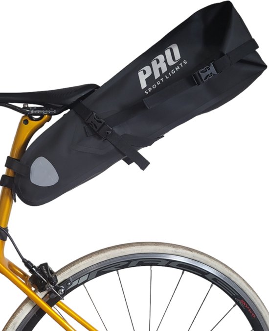 Zadeltas Racefiets/Mountainbike stadsfiets - 14Liter - Zwart Grote Fietstas zadel - Zwart - Waterdicht van Merkloos