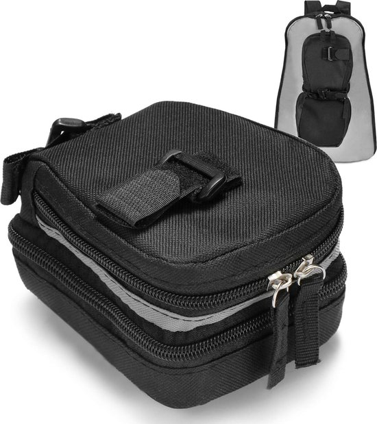 Zadeltas voor fiets, fietszadeltas met rugzakfunctie, 2-in-1 fietstas, zadel voor MTB, racefiets, citybike (zwart, zadeltas) van Merkloos