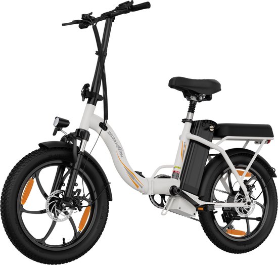 ZAZAWORK C16 Elektrische Fiets – Actieradius tot 50 km – Afneembare 48V 16Ah Batterij – 250W Motor – 7 Versnellingen – 20 Inch Opvouwbare E-Bike – Wit van Merkloos
