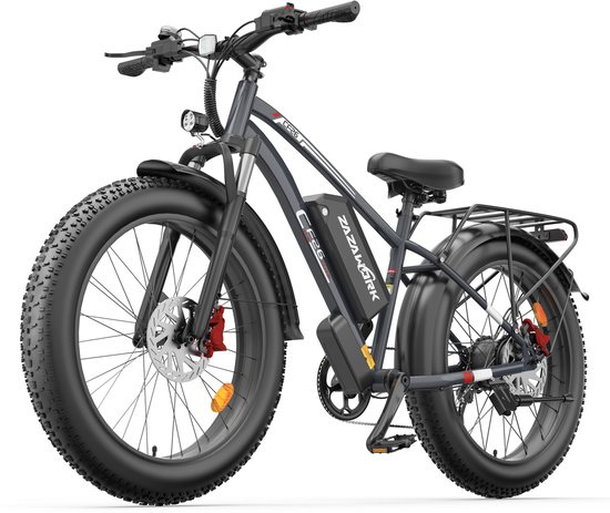 ZAZAWORK CF26 Elektrische Fiets – 250W – 48V 20Ah – Full Suspension – Hydraulische Schijfremmen – 26×4.0” Banden – Grijs