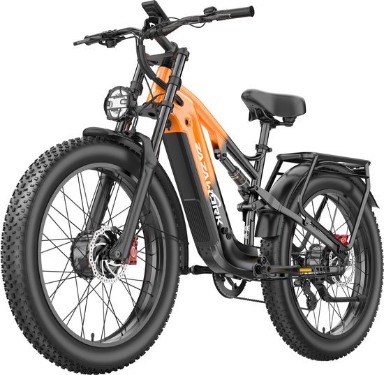 ZAZAWORK CF26 MAX Elektrische Fiets - Trendy 26*4.0 Inch Fatbike - Mountain Snow EBike met Afneembare 48V 25Ah Lithium Batterij - City Commuter E-Bike met 250W Motor - 7 Versnellingen - Oranje van Merkloos