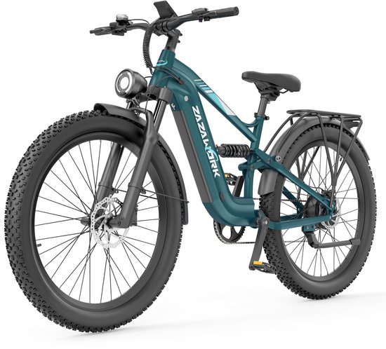 ZAZAWORK CF500 Elektrische Fiets – 250W Motor – 48V 20Ah Batterij – 27,5×3 Inch Banden – Max. Snelheid 25 km/h – Stad & Licht Offroad – Groen