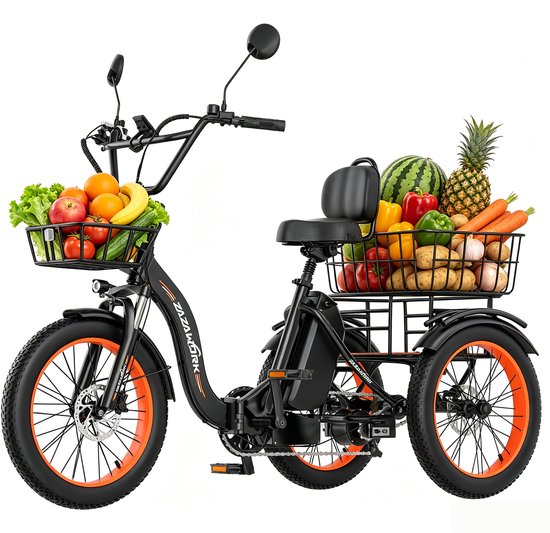 ZAZAWORK CF750 Elektrische driewieler - fiets voor boodschappen - 20 inch - 20Ah