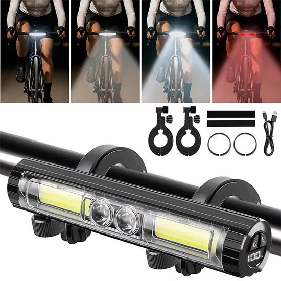 Zeer heldere led-fietslamp, oplaadbare USB-koplamp, waterdicht