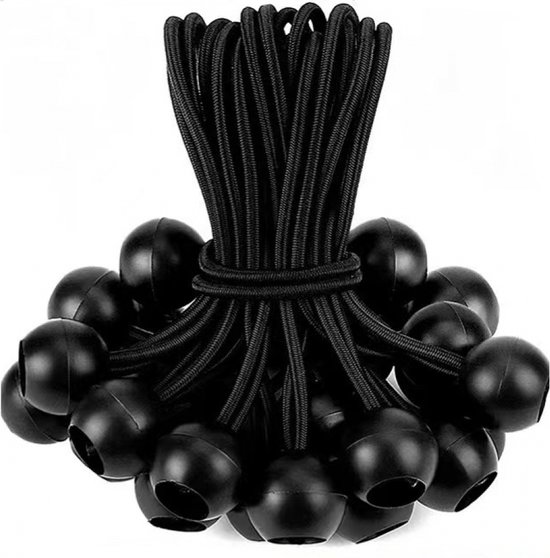 Zeilspanner met Bal - 20 Stuks - Spanrubbers - Koord Spanners - Tentspanner - Spanrubbers Elastieken - Voor Bootzeil/Zeil/Spandoeken/Schaduwdoek/Aanhangwagen/Tent van Toolstation