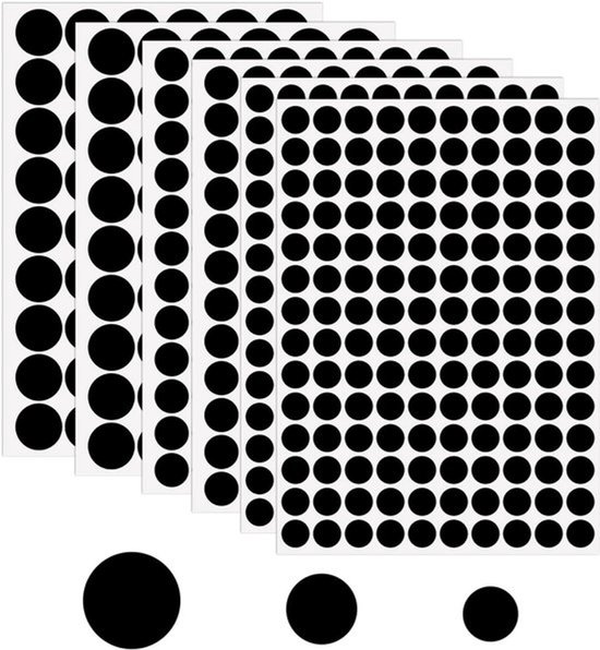 Zelfklevende zwarte schroefgatstickers van PVC, waterdicht en stofdicht, voor het afdekken van schroeven in wandkasten, boekenkasten en meubels, 580 stuks van Merkloos