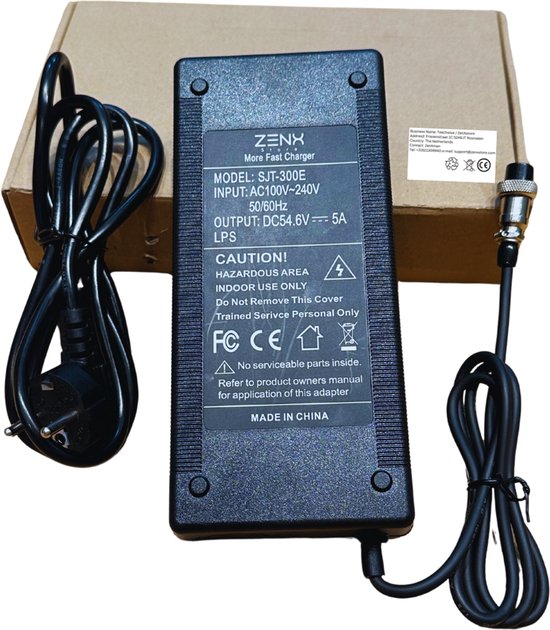 ZENX SJT-300E Snellader 54.6V 5A – Geschikt voor OUXI V8/V20, 48V E-bikes, Fatbikes & E-scooters (XLR 3-Pins) van ZENX