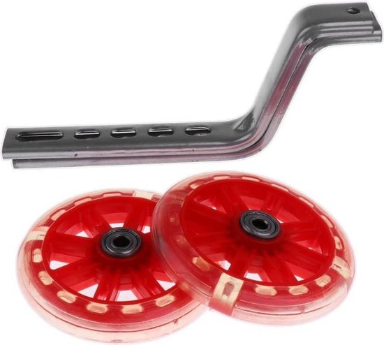 Zijwieltjes 12-20 inch - softwheels - Verlichting - gelagerd - Rood van Little Driver