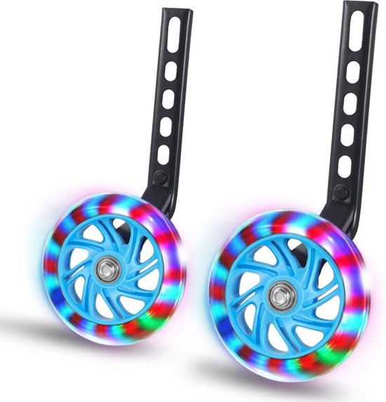 Zijwieltjes - LED Verlichting - Zijwieltjes voor Kinderfiets - Zijwielen  - Steunwieltjes - Blauw van Merkloos