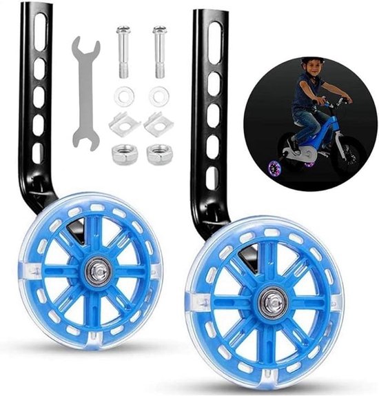 Zijwieltjes voor Kinderfiets - 12-20 Inch - Kleur Blauw - 12 inch/14 inch/16 inch/18 inch/20 inch - Zijwielen - Kinderfietsaccessoires van Merkloos