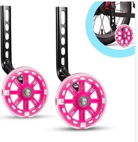 Zijwieltjes voor Kinderfiets - 12-20 Inch - Kleur rose- 12 inch/14 inch/16 inch/18 inch/20 inch - Zijwielen - Kinderfietsaccessoires van TOM