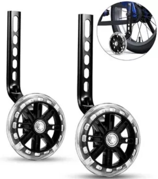 *** Zijwieltjes voor Kinderfiets - 12-20 Inch - Kleur Zwart - 12 inch/14 inch/16 inch/18 inch/20 inch - Zijwielen - Kinderfietsaccessoires van Heble® *** van Heble®