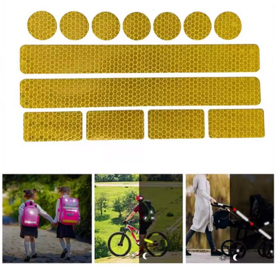 ZOETTT Reflecterende Veiligheids stickers - ORANJE - 13 stuks - Reflectietape voor kinderwagen, buggy, fiets, helm - Zichtbaar in het donker van ZOETTT