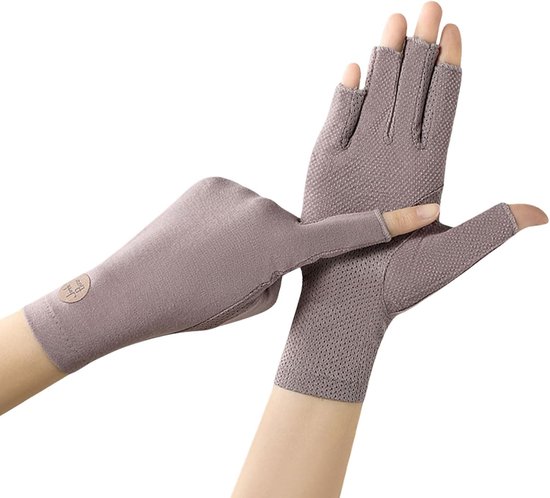 Zomer UV-bescherming handschoenen voor vrouwen, halfvinger zonbescherming, antislip fietshandschoenen voor rijden, wandelen en vissen