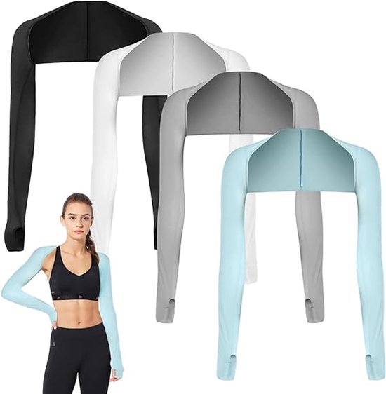 Zonbescherming Armwarmers - 4 Stuks - Mouwen - Zon- En UV-Bescherming – Verkoelende Shrug - UV-Beschermende Bolero Voor Dames - Coole Sjaalmouwen - Raglanmouwen Van Ijszijde - Geschikt Voor Buiten Rijden, Vissen En Sporten