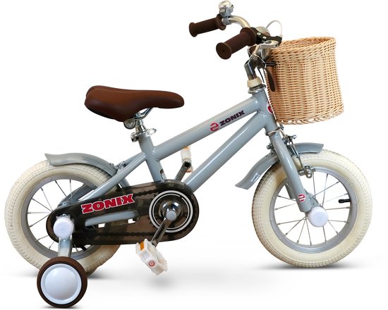 Zonix Kinderfiets 12 Inch Jongensfiets - Pastel Slate Blue Met Zijwieltjes - Leeftijd 2-4 Jaar - Kledingmaat 90-105 van Zonix