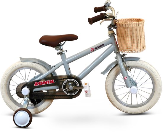 Zonix Kinderfiets 14 Inch Jongensfiets – Pastel Slate Blue Met Zijwieltjes | Leeftijd 3-5 Jaar | Kledingmaat 98-108 van Zonix