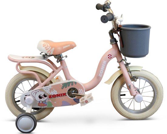 Zonix Meisjesfiets 12 Inch Licht Pastelroze Kinderfiets Met Zijwieltjes Voor Meisjes Van 2 Tm 4 Jaar Geschikt Voor Kledingmaat 90-105 van Zonix