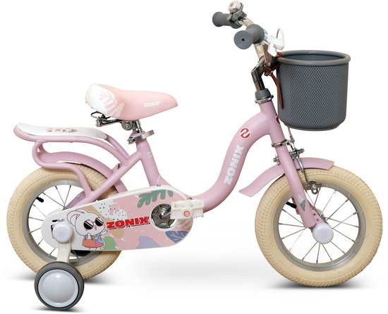 Zonix Meisjesfiets 12 Inch Roze Kinderfiets Met Zijwieltjes Voor Meisjes Van 2 Tm 4 Jaar Geschikt Voor Kledingmaat 90-105 van Zonix