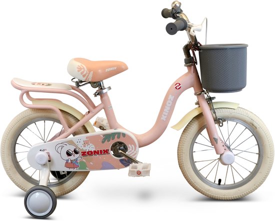 Zonix Meisjesfiets 14 Inch Licht Pastelroze Kinderfiets Met Zijwieltjes Voor Meisjes Van 3 Tm 5 Jaar Geschikt Voor Kledingmaat 98-108 van Zonix