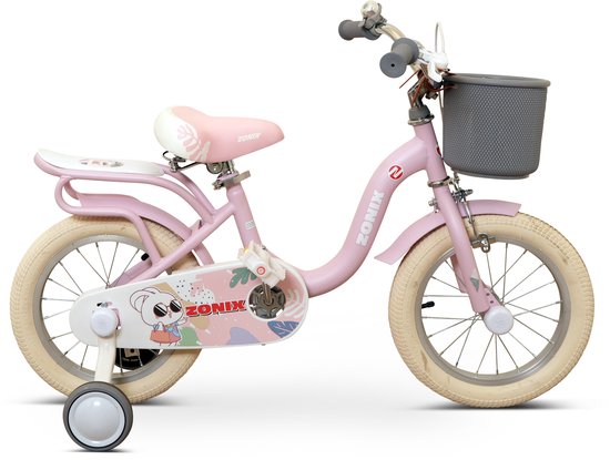 Zonix Meisjesfiets 14 Inch Roze Kinderfiets Met Zijwieltjes Voor Meisjes Van 3 Tm 5 Jaar Geschikt Voor Kledingmaat 98-108 van Zonix