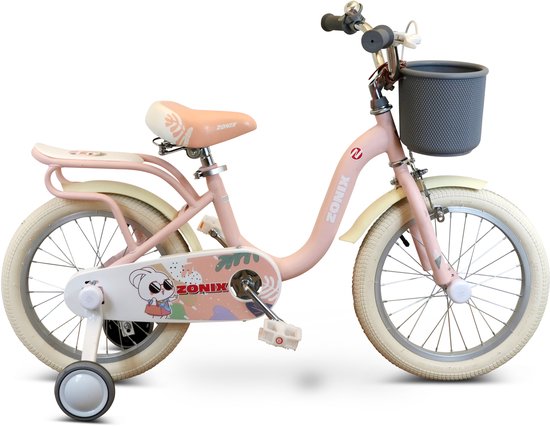 Zonix Meisjesfiets 16 Inch Licht Pastelroze Kinderfiets Met Zijwieltjes Voor Meisjes Van 4 Tm 6 Jaar Geschikt Voor Kledingmaat 103-118 van Zonix